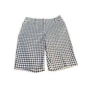 Talbots Navy & White Gingham Perfect Shorts 10.5" Inseam Size 2 Cotton Blend NWT